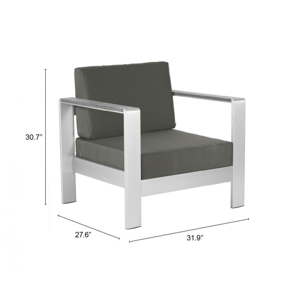 NOGAL BEAT COSMOPOLITAN | Sillon Terraza Aire Libre | Marco en Aluminio | Gris Obscuro | Polietileno Imitacion Madera | Exterior - 703985 - Zuo - NOGAL BEAT -