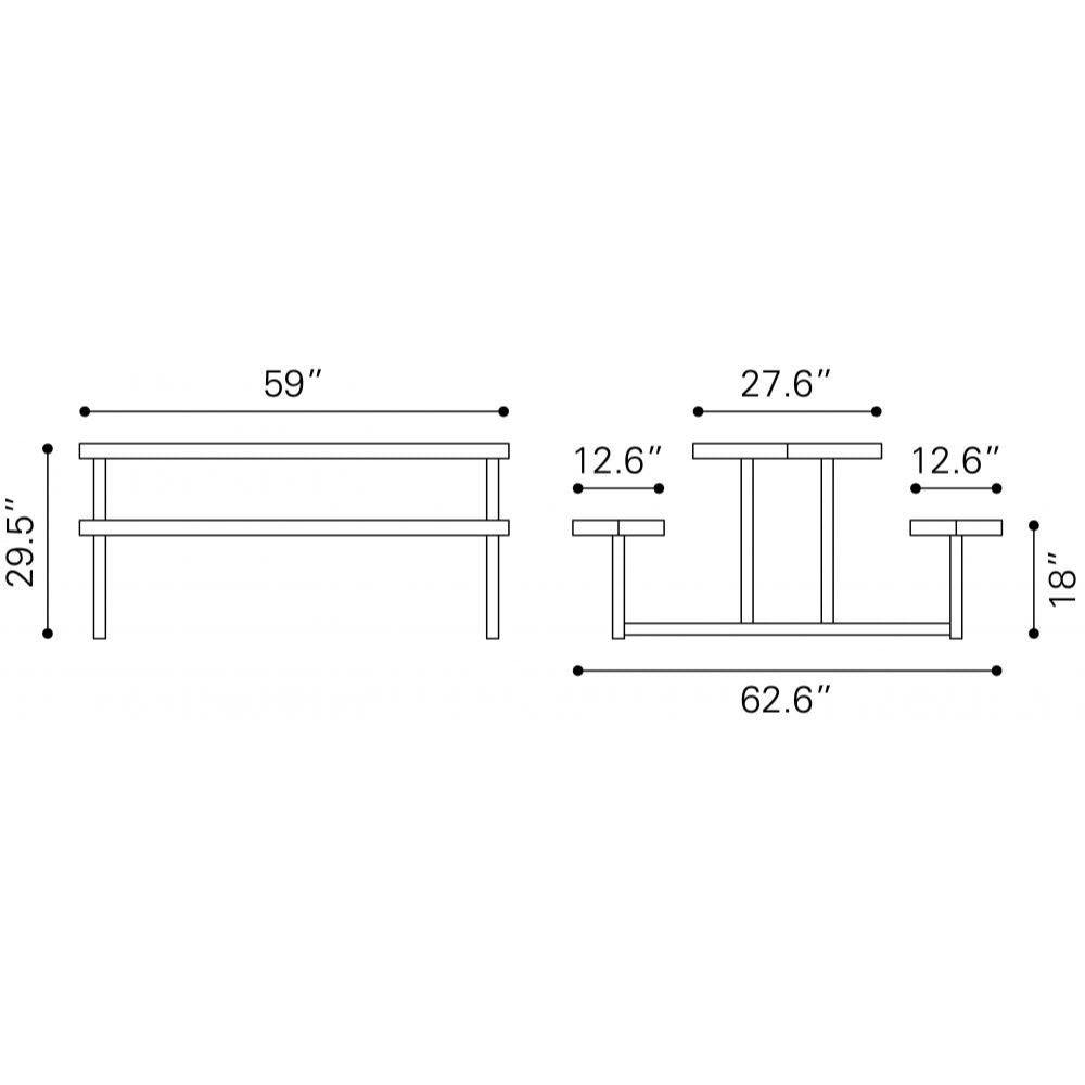 NOGAL BEAT CUOMO | Mesa de Picnic Terraza Patio | Estructura en Aluminio | Gris y Plata | Polietileno Aluminio Cepillado | Exterior - 703784 - Zuo - NOGAL BEAT -