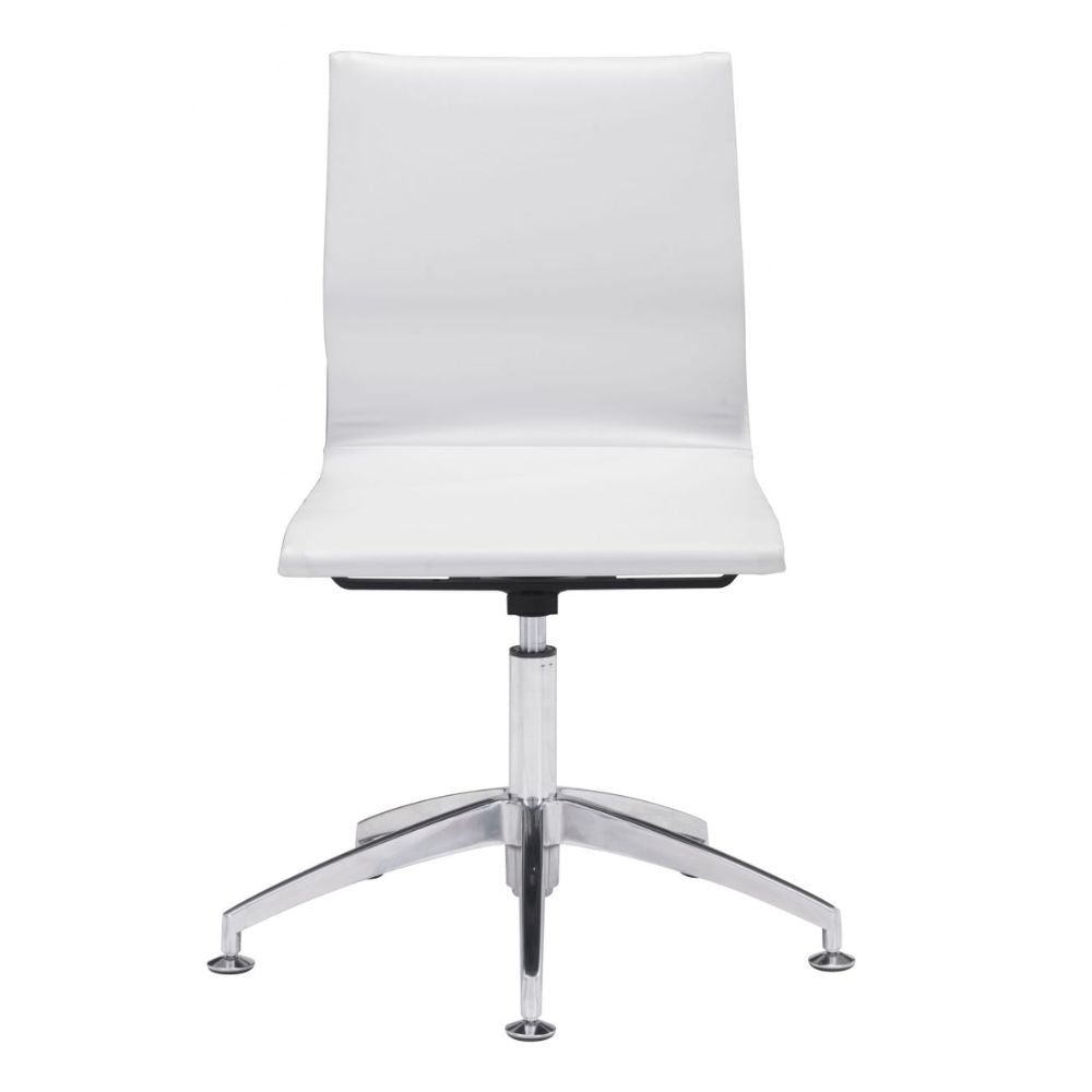 NOGAL BEAT GLIDER | Silla de Oficina para Conferencias | Base Estrella | Blanco | Piel Sintética 100% Poliuretano | Interior - 100378 - Zuo - NOGAL BEAT -