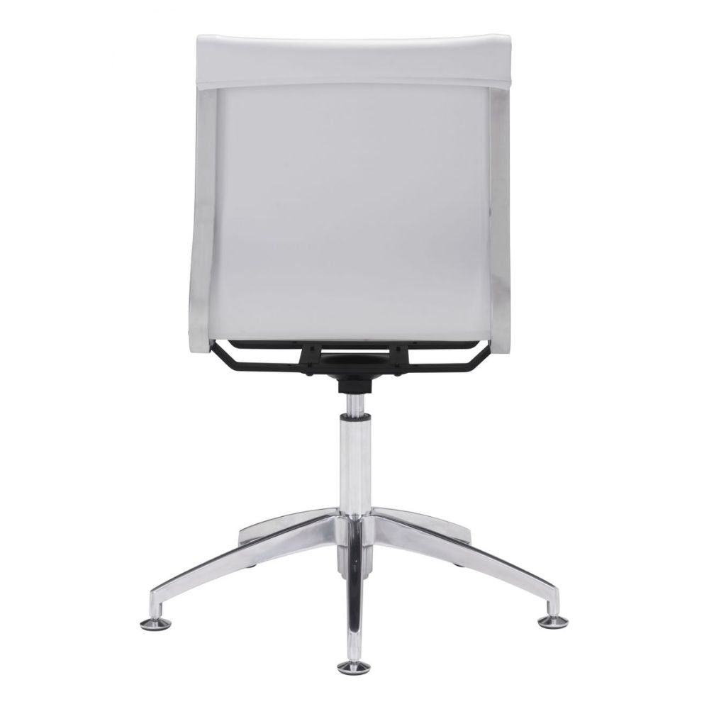 NOGAL BEAT GLIDER | Silla de Oficina para Conferencias | Base Estrella | Blanco | Piel Sintética 100% Poliuretano | Interior - 100378 - Zuo - NOGAL BEAT -