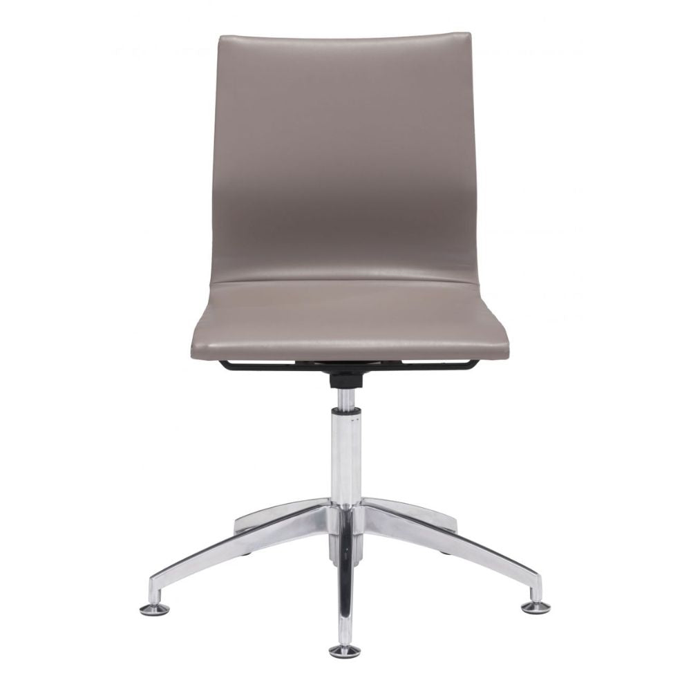 NOGAL BEAT GLIDER | Silla de Oficina para Conferencias | Base Estrella | Gris Pardo Marrón | Piel Sintética 100% Poliuretano | Interior - 100379 - Zuo - NOGAL BEAT -