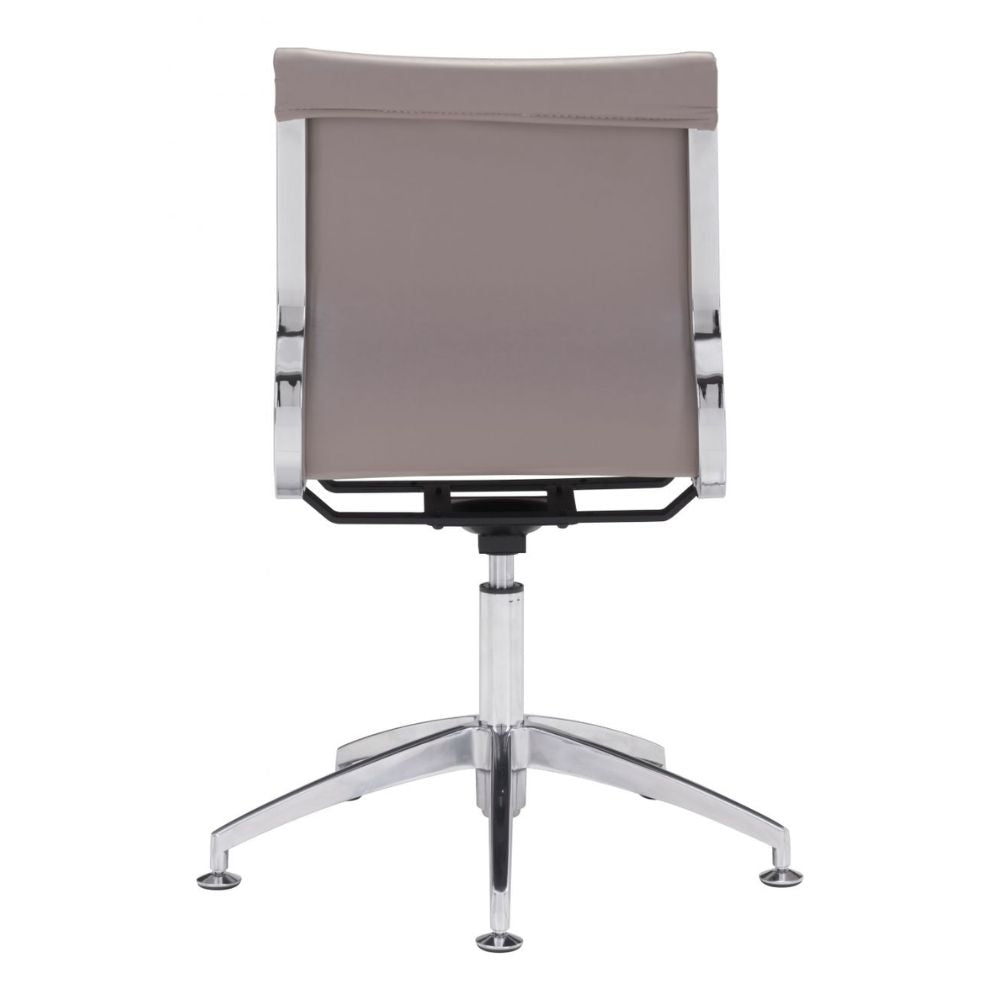 NOGAL BEAT GLIDER | Silla de Oficina para Conferencias | Base Estrella | Gris Pardo Marrón | Piel Sintética 100% Poliuretano | Interior - 100379 - Zuo - NOGAL BEAT -