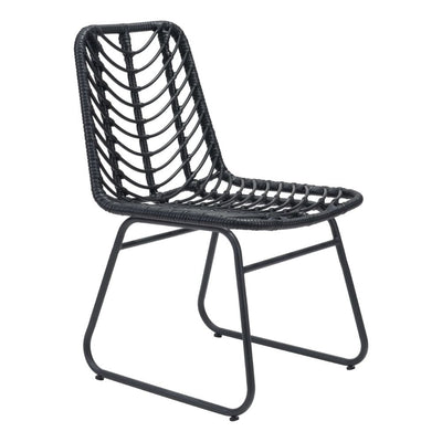 NOGAL BEAT LAPORTE | Silla de Comedor Al Aire Libre | Extructura en Acero | Negro | Tejido Ratán Sintético | Exterior - 703944 - Zuo - NOGAL BEAT -