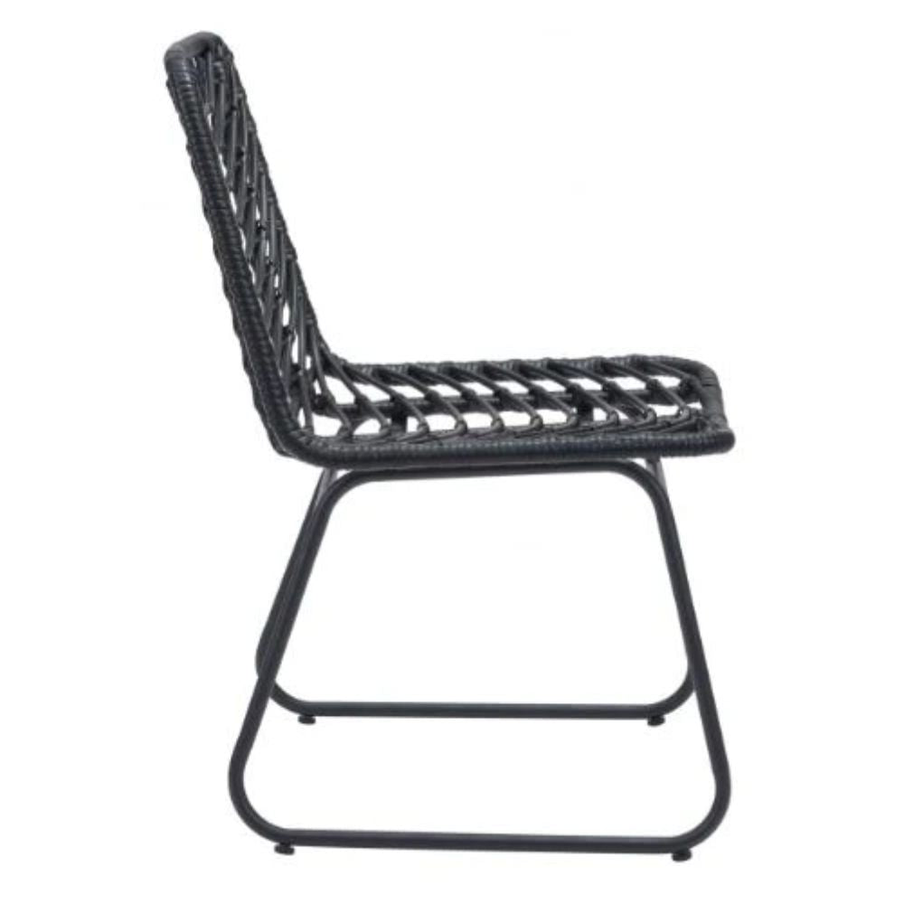 NOGAL BEAT LAPORTE | Silla de Comedor Al Aire Libre | Extructura en Acero | Negro | Tejido Ratán Sintético | Exterior - 703944 - Zuo - NOGAL BEAT -