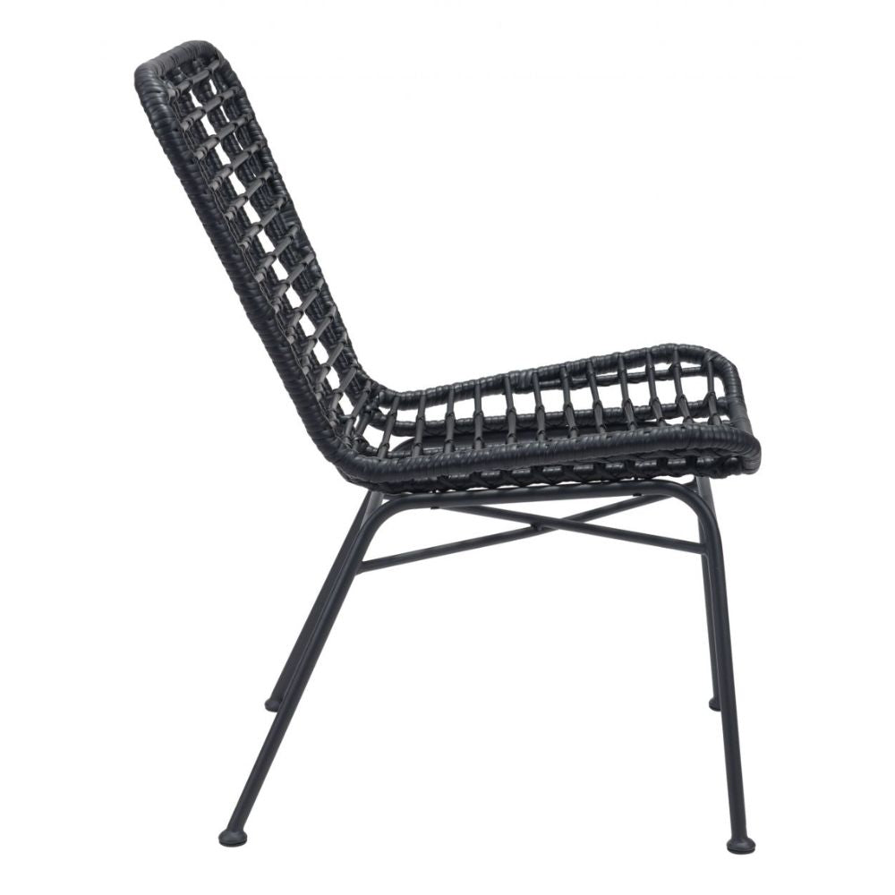 NOGAL BEAT LORENA | Silla de Comedor Al Aire Libre | Extructura en Acero | Negro | Tejido Ratán Sintético | Exterior - 703946 - Zuo - NOGAL BEAT -