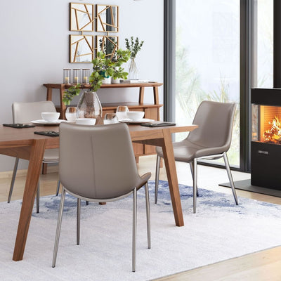 NOGAL BEAT MAGNUS | Silla para Comedor Restaurante | Patas Acero Inoxidable | Varios Colores | Piel Sintetica | Interior - 101269 - Zuo - NOGAL BEAT -