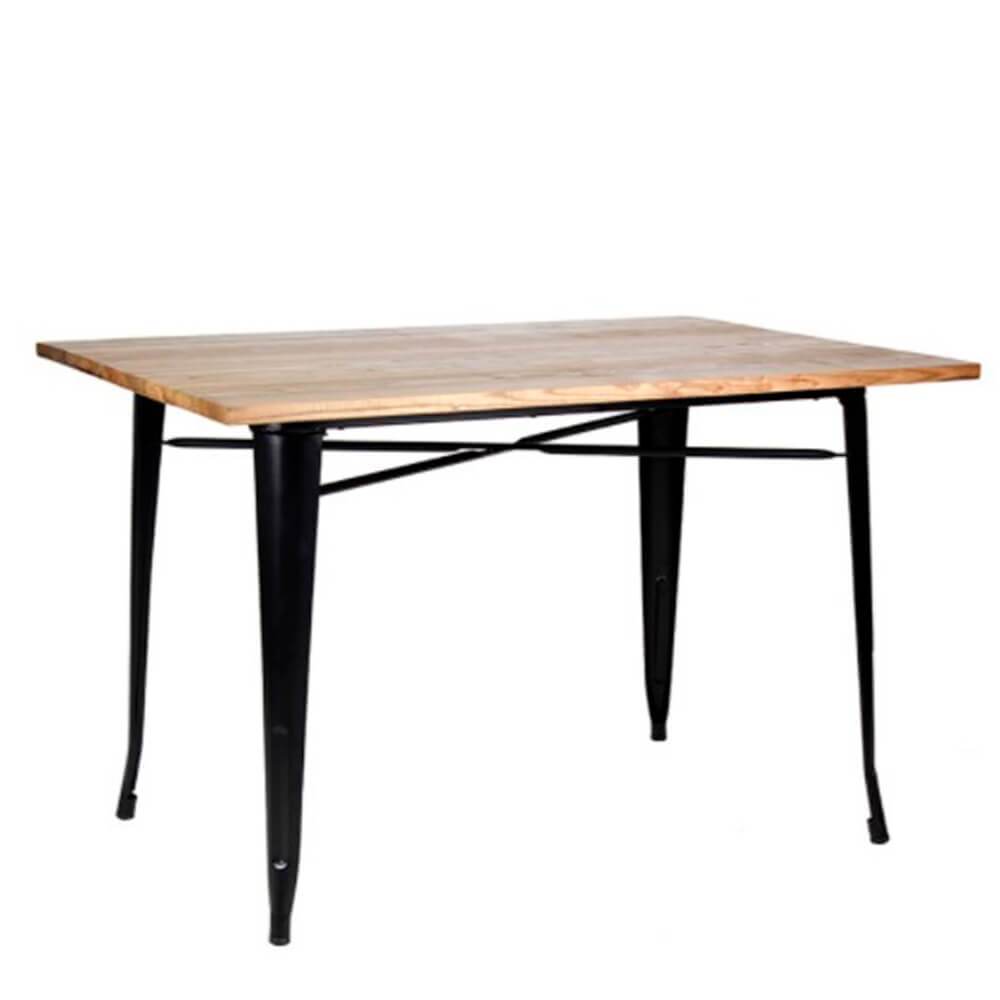 Nogal Beat Mesa Bolton Dinning Tipo Tolix Rectangular 120 X 80 X 75 Cubierta De Madera Base De Acero Interior - BOLTON DINNING TABLE RECTANGULAR 120*80*75 - MDO - NOGAL BEAT - Mesas