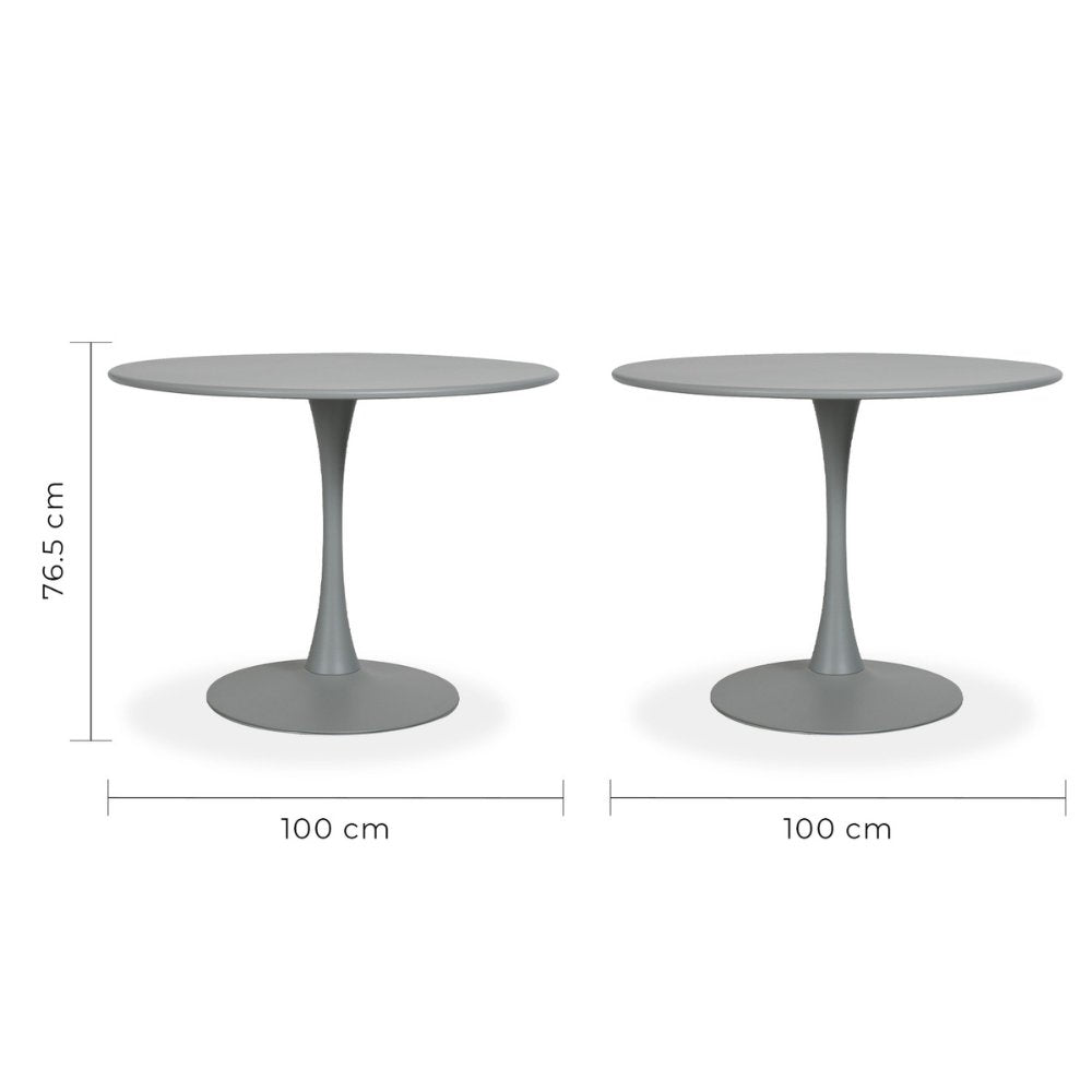 Mesa redonda Kingstrong Vittoria 100 con estructura y cubierta en metal pintado