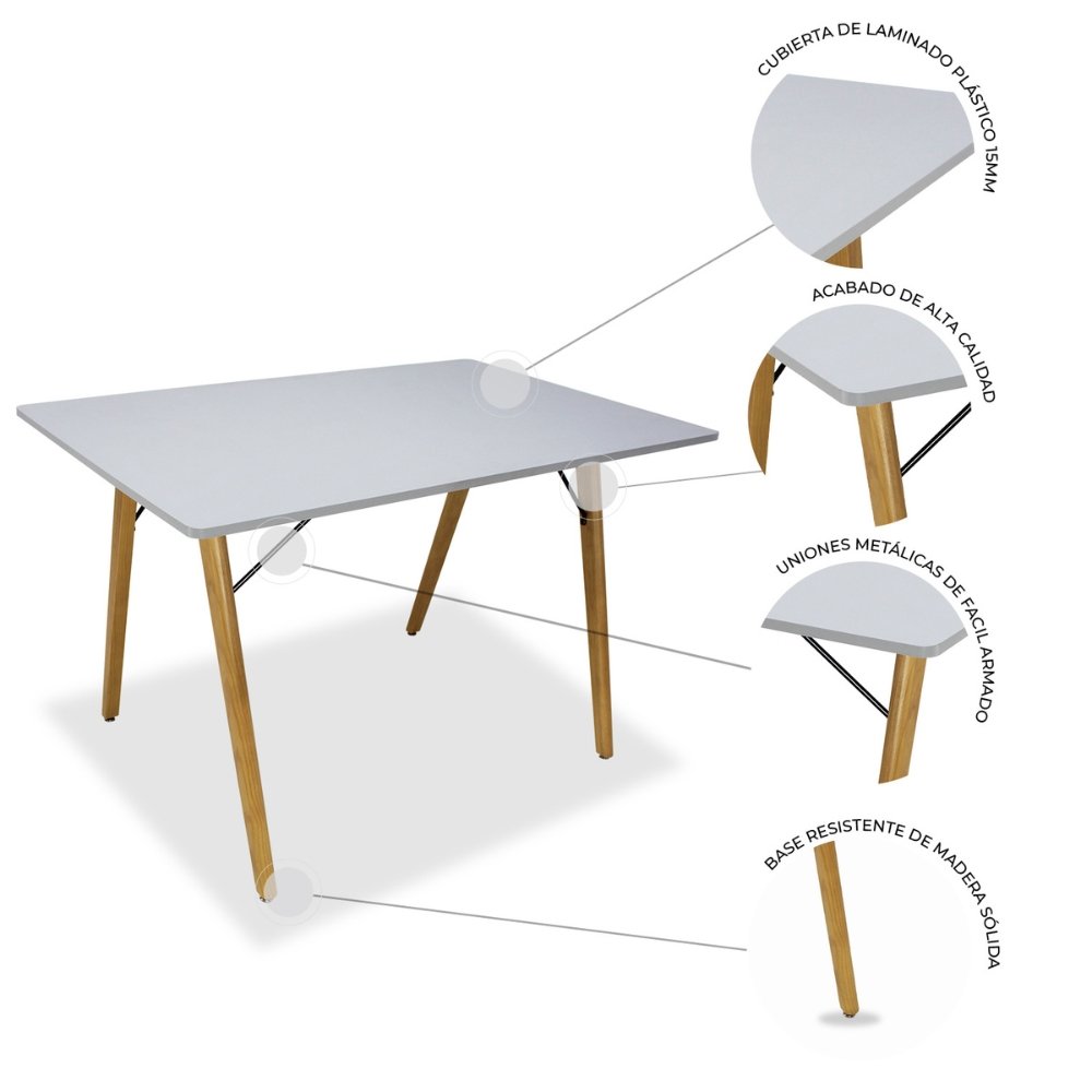 Mesa rectangular para cafetería Kingstrong Frankfurt 120x70 con cubierta de laminado plástico y estructura de madera