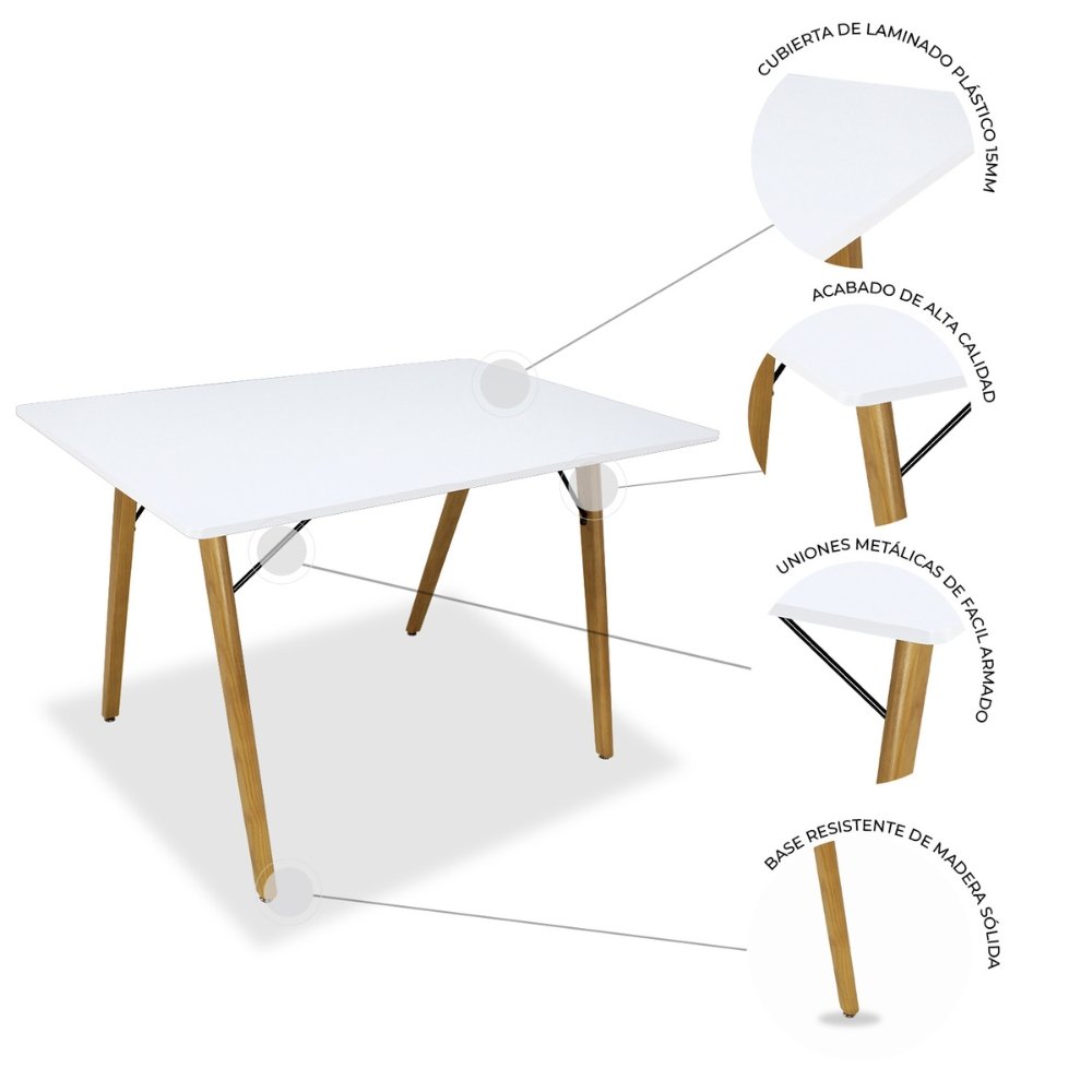 Mesa rectangular para cafetería Kingstrong Frankfurt 120x70 con cubierta de laminado plástico y estructura de madera
