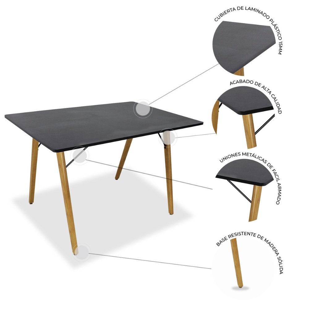 Mesa rectangular para cafetería Kingstrong Frankfurt 120x70 con cubierta de laminado plástico y estructura de madera
