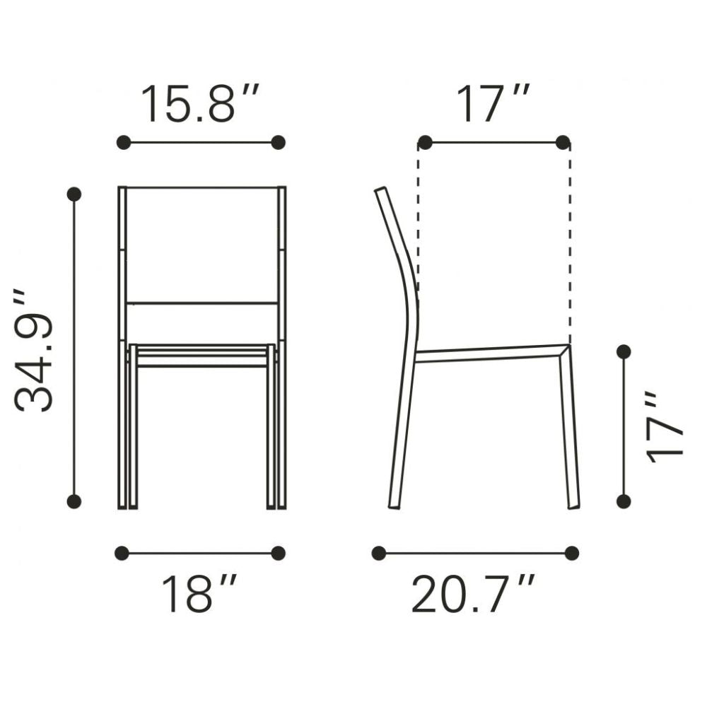 Nogal Beat METROPOLITAN Silla de Comedor Apilable Sin Brazos Gris y Plata - 701866 - Zuo - NOGAL BEAT -