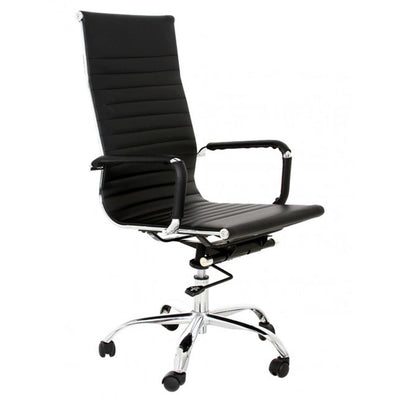 Silla directiva Nogal Beat Cádiz Eco con asiento PU tapizado, brazos y estrella metálica negra