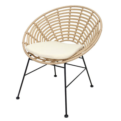 NOGAL BEAT SILLA DE EXTERIOR DOMINICA | Silla Rattan para Exterior Jardín Terraza | Rattan Sintético Impermeable | Interior + Exterior - SILL0904152 - Mundo In - NOGAL BEAT -