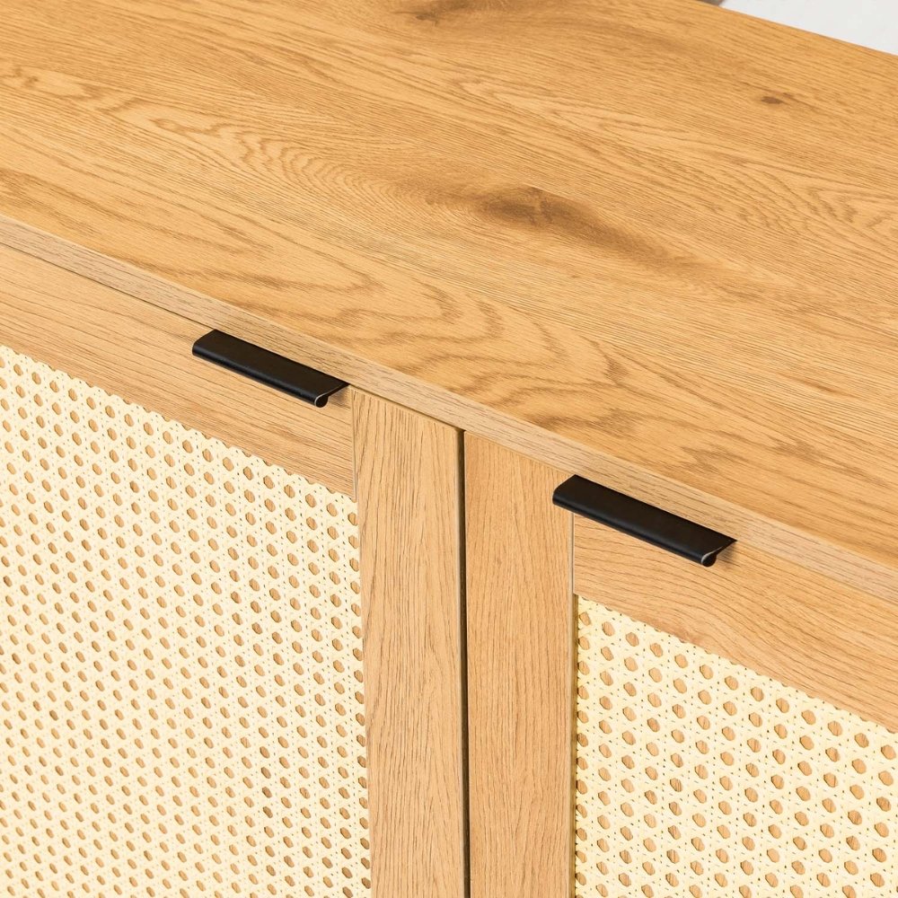 Nogal Beat Xelha 160x40 Chapa Roble Rattan Credenza - CRED0903543 - Mundo In - NOGAL BEAT -