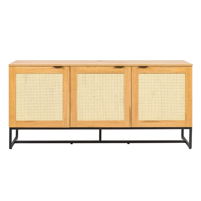 Nogal Beat Xelha 160x40 Chapa Roble Rattan Credenza - CRED0903543 - Mundo In - NOGAL BEAT -