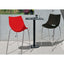 Banco alto Offiho Shell OHV-37 con asiento y respaldo de polipropileno y estructura tubular cromada sin brazos.