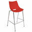 Banco alto Offiho Shell OHV-37 con asiento y respaldo de polipropileno y estructura tubular cromada sin brazos.