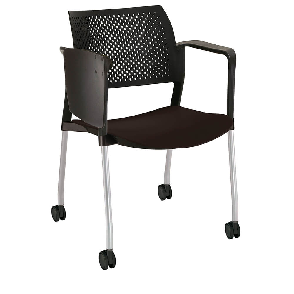 Offiho Pupitre Kyos Ohp-324 Escolar Asiento Y Respaldo En Polipropileno Con Paleta Lateral Abatible Rodajas Giratorias Tipo Dual Ergonomica - OHP-324 - OFFIHO - NOGAL BEAT - Sillas