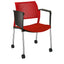 Pupitre OFFIHO KYOS OHP-326CR con paleta lateral abatible, estructura de acero cromado y asiento de polipropileno sobre rodajas