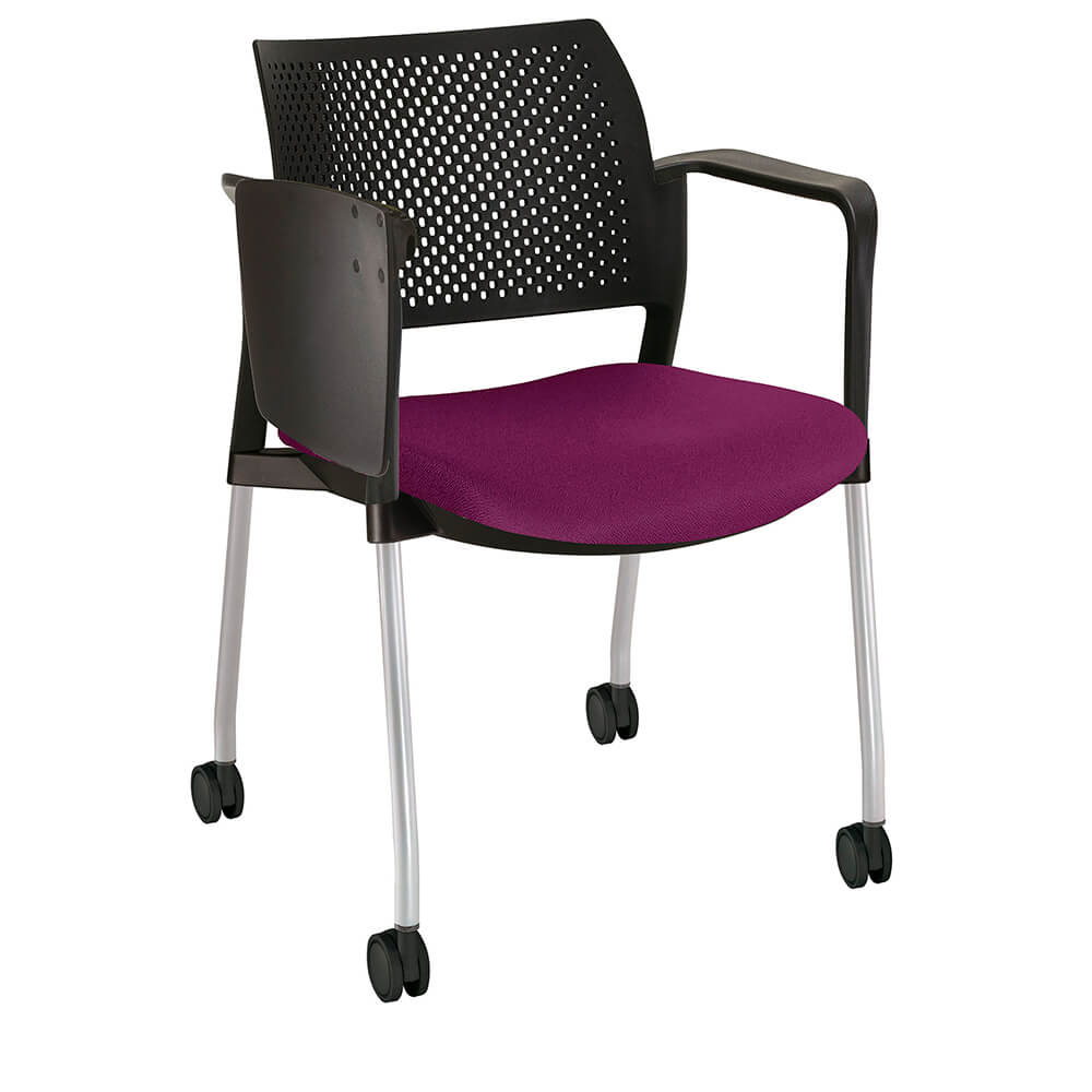 Offiho Pupitre Kyos Ohp-360 Escolar Asiento Acojinado Respaldo En Polipropileno Con Paleta Lateral Abatible Rodajas Giratorias Tipo Dual Ergonomica - OHP-360 - OFFIHO - NOGAL BEAT - Sillas