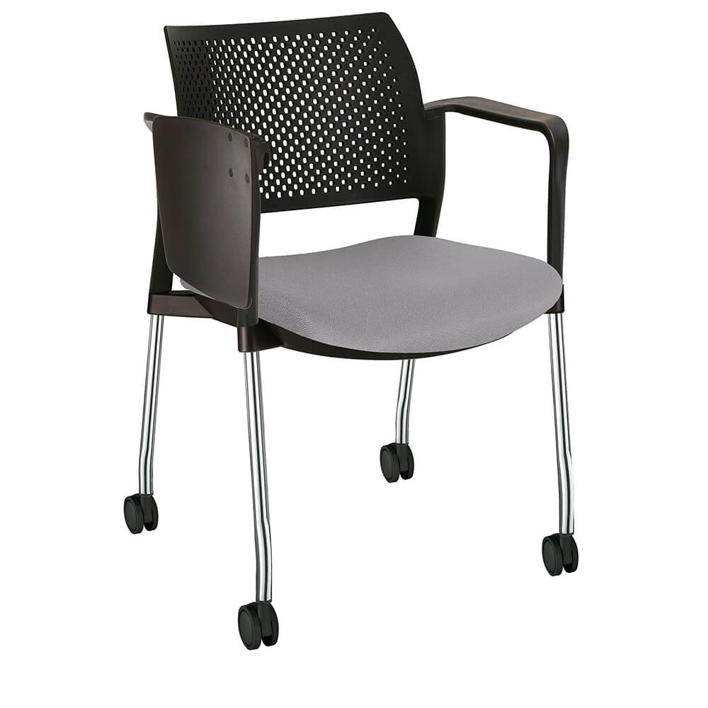 Offiho Pupitre Kyos Ohp-362Cr Escolar Asiento Acojinado Respaldo En Polipropileno Con Paleta Lateral Abatible Rodajas Giratorias Tipo Dual Estructura Terminado En Cromo Ergonomica - OHP-362CR - OFFIHO - NOGAL BEAT - Sillas