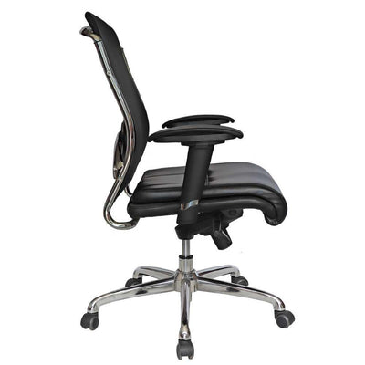 Offiho Silla Croma Ohe-193 Negro Oficina Operativa Base Estrella Respaldo En Malla Asiento Tapizado En Suave Piel Giratoria Color Negro Diseño Ergonomico - OHE-193negro - OFFIHO - NOGAL BEAT - Silla para oficina