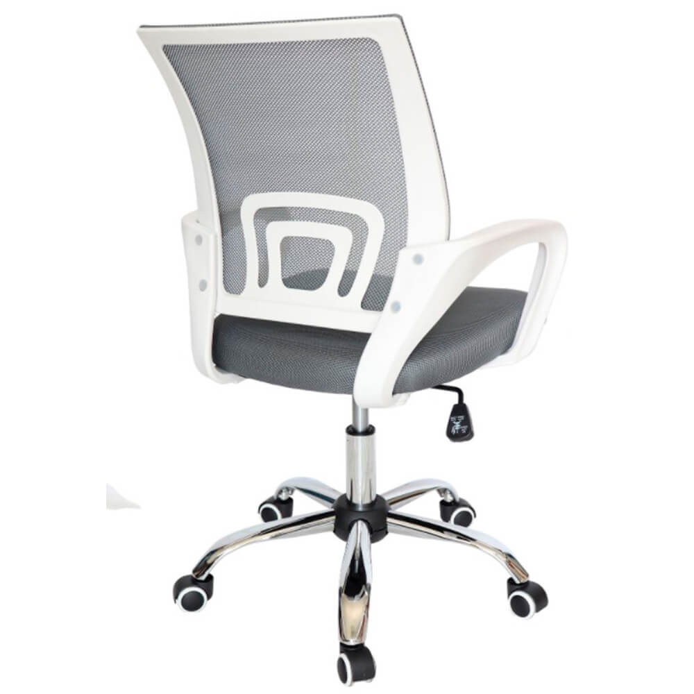 Offiho Silla Ecochair Blanca Secretarial Malla Gris Asiento Tela Microespacial Base Estrella Con Rodajas Uso Interior - ECOCHAIR BLANCA - OFFIHO - NOGAL BEAT - Silla para oficina