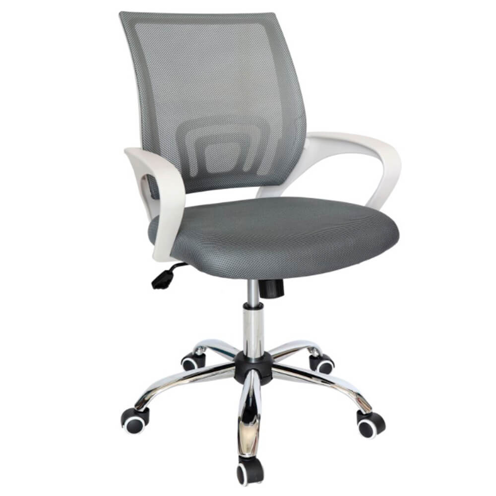 Offiho Silla Ecochair Blanca Secretarial Malla Gris Asiento Tela Microespacial Base Estrella Con Rodajas Uso Interior - ECOCHAIR BLANCA - OFFIHO - NOGAL BEAT - Silla para oficina