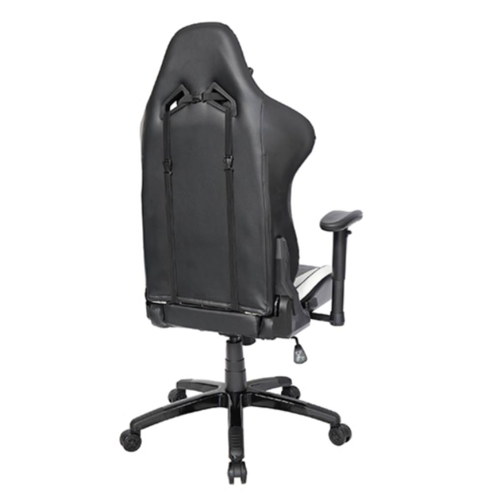 SILLA OFFIHO EXTREME GAMER-002 | Silla para Casa Home Office | Respaldo Alto con Cabecera | Negro con Blanco | Tapizado Soft Revolving Leather | Interior | Ten Horas Diversión Frente al Monitor Hogar Area Trabajo Profesional