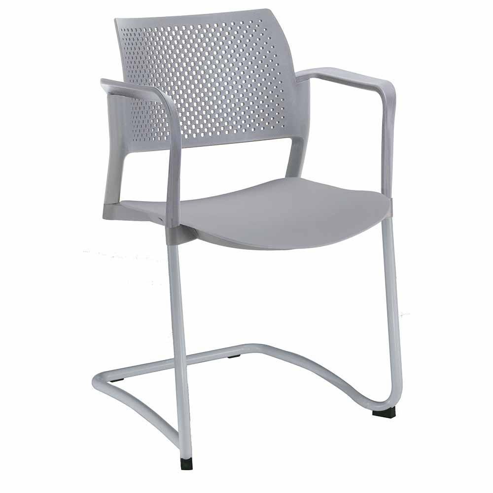 Offiho Silla Kyos Oht-320 Visita Base Trineo Asiento Y Respaldo En Polipropileno Con Descansabrazos Ergonomica - OHT-320 - OFFIHO - NOGAL BEAT - Silla para oficina