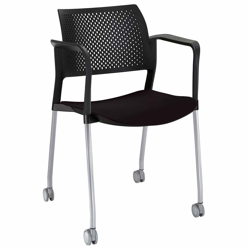 Offiho Silla Kyos Ohv-313 Visita Asiento Y Respaldo Polipropileno Con Rodajas Giratorias Tipo Dual Y Descansabrazos Ergonomica - OHV-313 - OFFIHO - NOGAL BEAT - Sillas