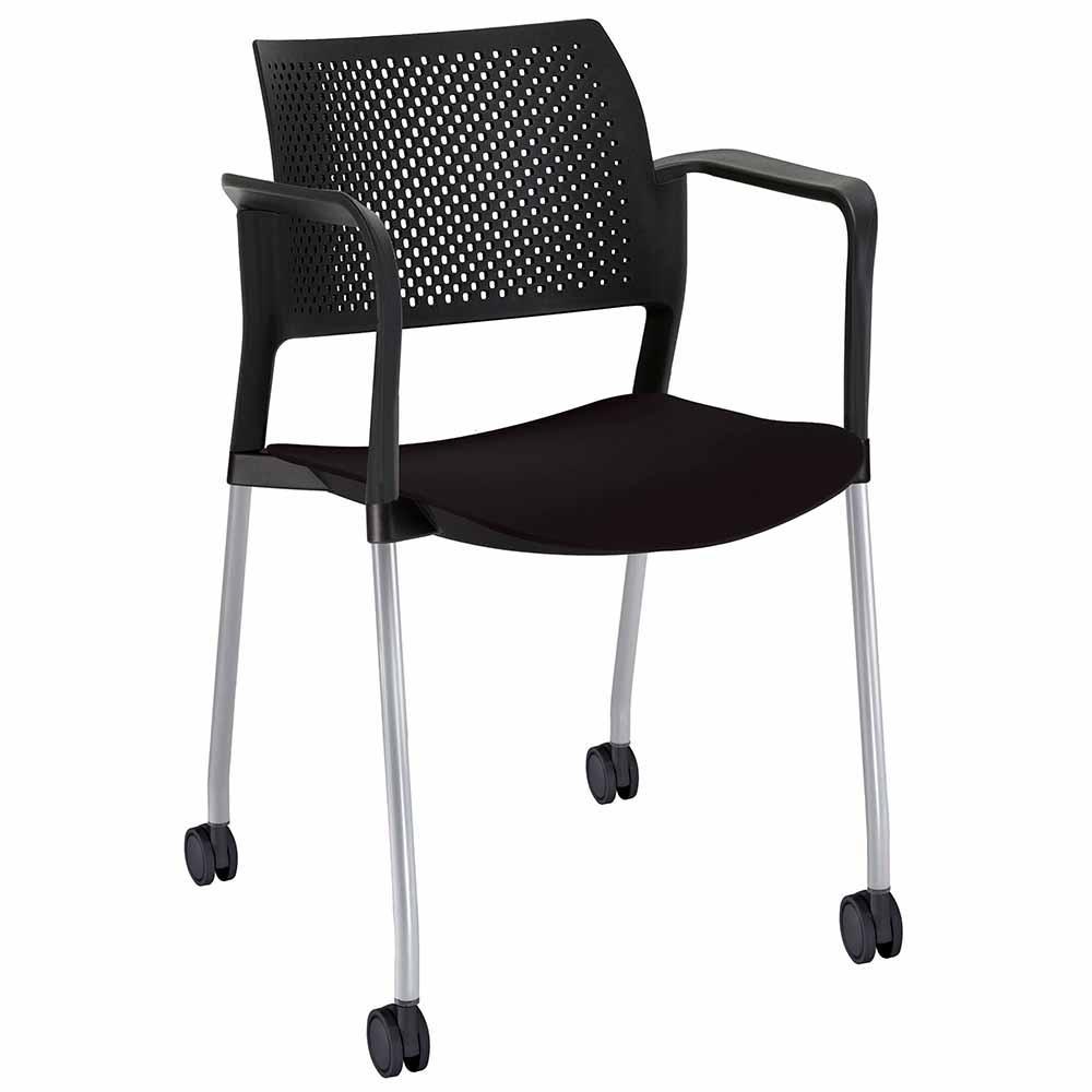 Offiho Silla Kyos Ohv-318Cr Visita Asiento Y Respaldo Polipropileno Con Rodajas Giratorias Tipo Dual Y Descansabrazos Estructura Terminado En Cromo Ergonomica - OHV-318CR - OFFIHO - NOGAL BEAT - Sillas