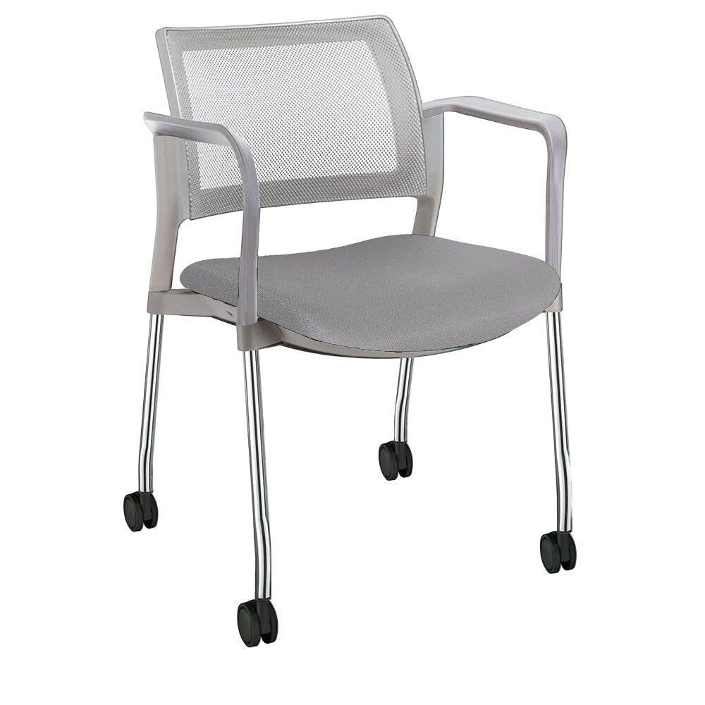 SILLA OFFIHO KYOS OHV-372CR | Silla Respaldo Malla Diseño Ergonómico Oficina Operativa | Descansabrazos | Base 4 Puntas | Asiento Tapizado | Interior | Aula Capacitación Sala Juntas Oficinas Área Operativa con Ruedas Rueditas