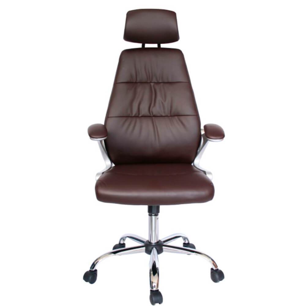 Offiho Silla Módena Ejecutiva Respaldo Alto Soft Revolving Leather Chocolate Base Estrella Con Rodajas Cromo Uso Interior - MÓDENA - OFFIHO - NOGAL BEAT - Silla para oficina