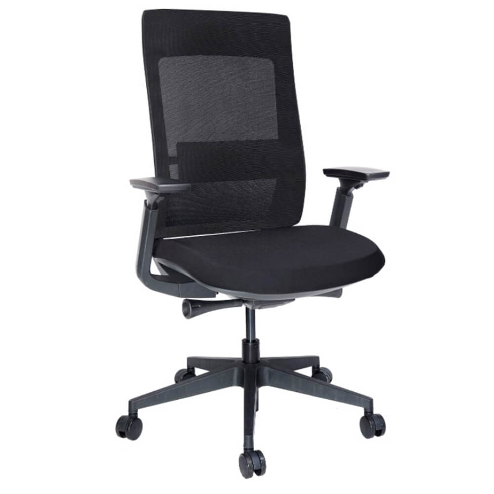 Offiho Silla Quo Ohe-803 Negro Oficina Operativa Base Estrella Respaldo En Malla Ergonomica - OHE-803negro - OFFIHO - NOGAL BEAT - Silla para oficina