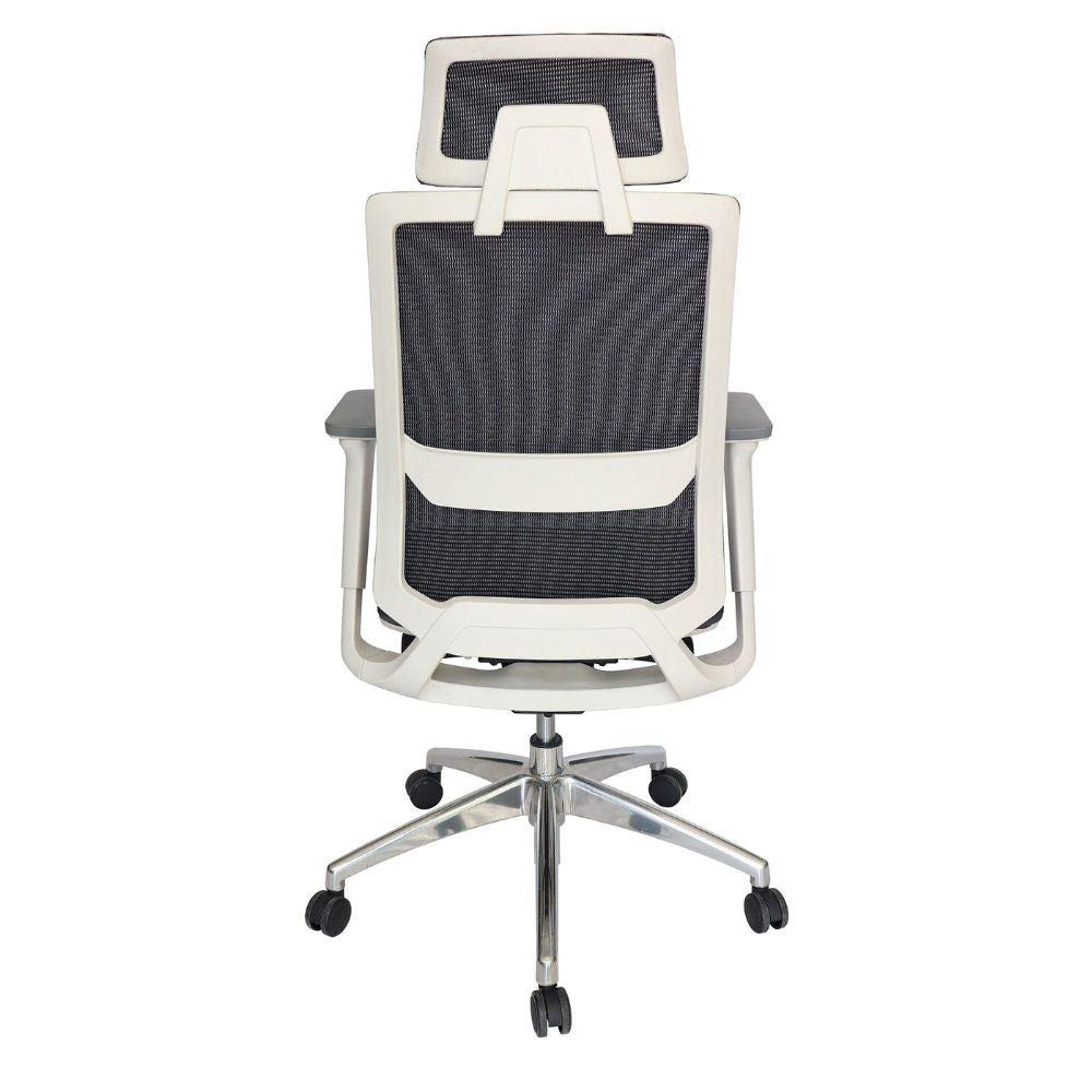 Offiho Silla Soho Ohe-95 Blanco Oficina Operativa Base Estrella Respaldo En Malla Con Cabecera Ergonomica - OHE-95blanco - OFFIHO - NOGAL BEAT - Silla para oficina