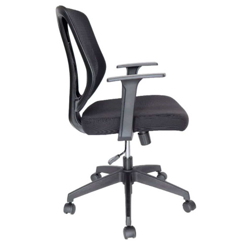 Offiho Silla Wind Ohe-55 Oficina Secretarial Respaldo En Malla De Diseño Ergonómico Tapiz En Color Negro - OHE-55negro - OFFIHO - NOGAL BEAT - Silla para oficina