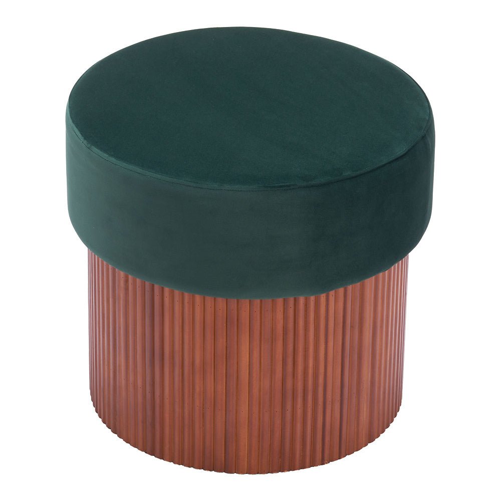 Otomán para Boutique - ZUO BOTO - Verde - Tapizado en Tela Tipo Terciopelo - 110182 - Zuo - NOGAL BEAT - Taburete