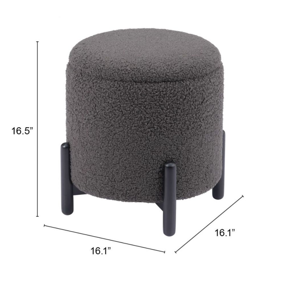 OTTOMAN DE ALMACENAMIENTO NOGAL BEAT CALISTOGA | Ottoman Decorativo de Almacenamiento para Habitación | 42 cm | Estructura Madera MDF Negro | Gris | Tejido Poliéster Boucle | Interior - 109617 - Zuo - NOGAL BEAT - Bancos