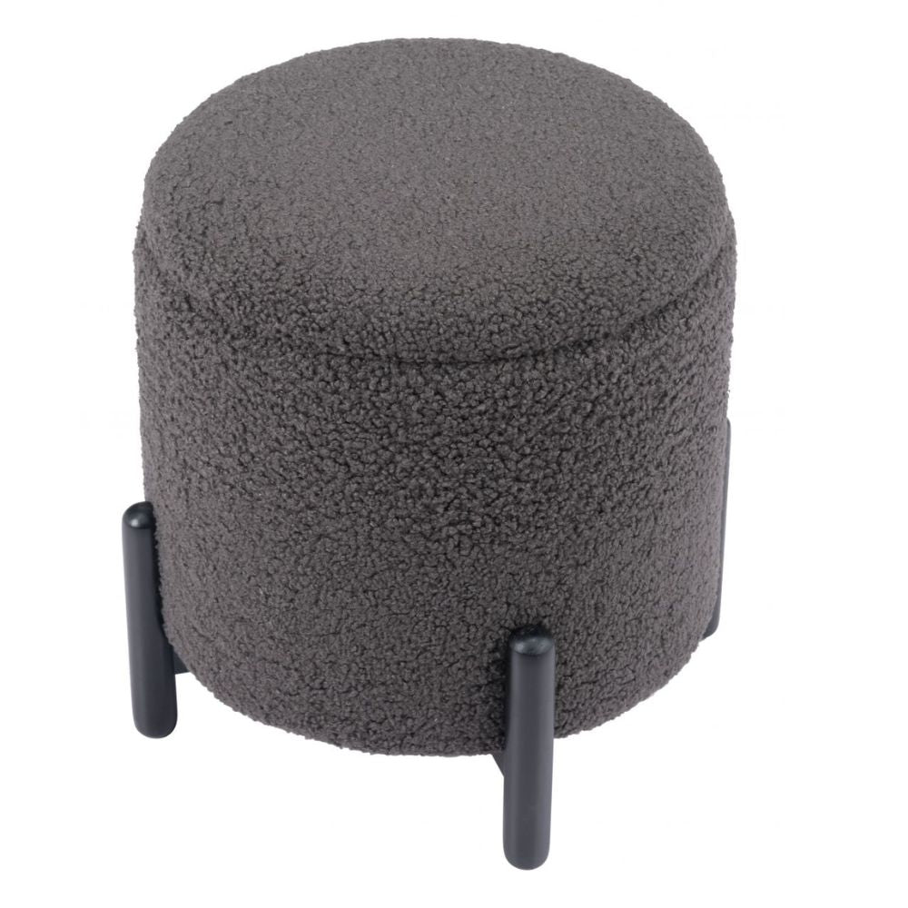 OTTOMAN DE ALMACENAMIENTO NOGAL BEAT CALISTOGA | Ottoman Decorativo de Almacenamiento para Habitación | 42 cm | Estructura Madera MDF Negro | Gris | Tejido Poliéster Boucle | Interior - 109617 - Zuo - NOGAL BEAT - Bancos