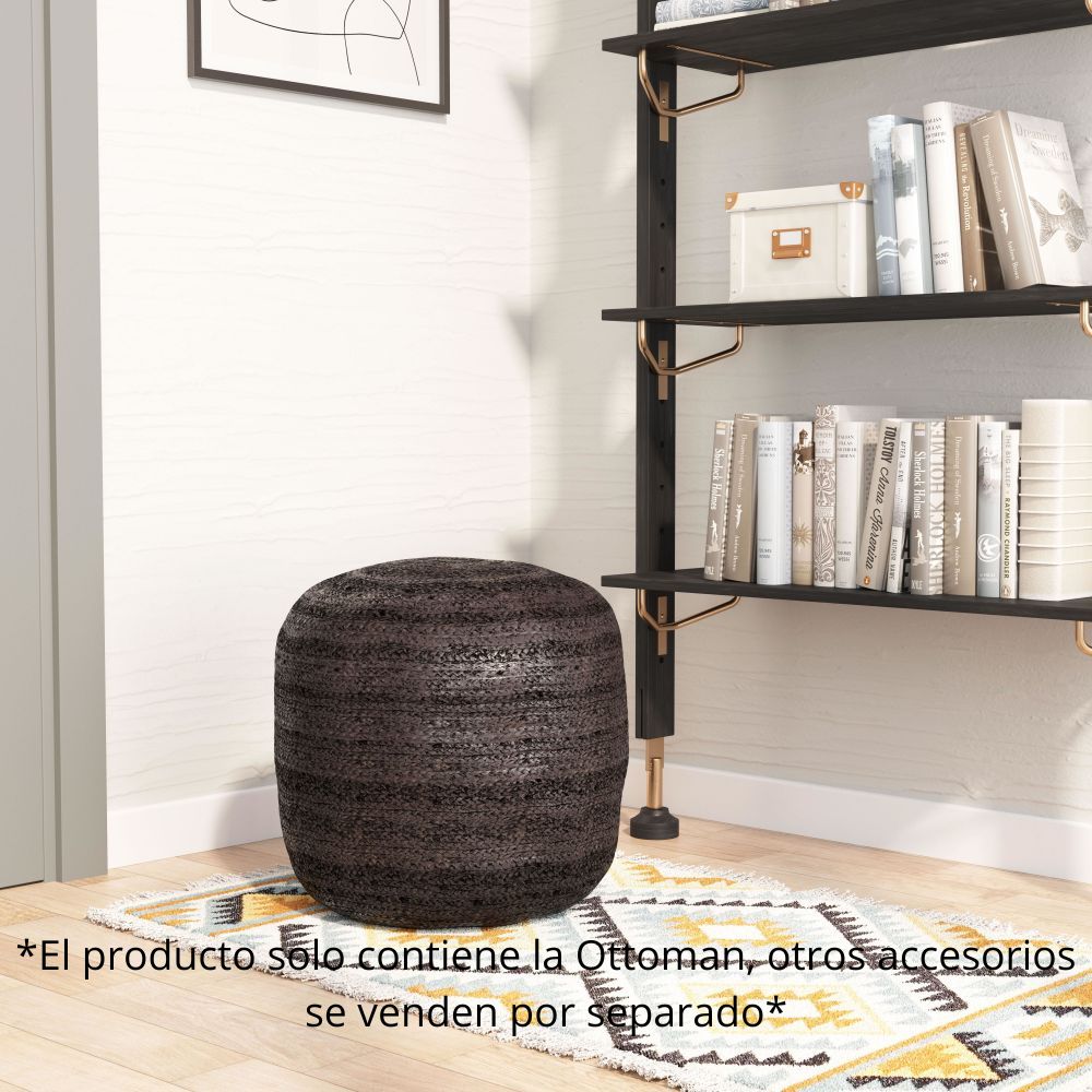 OTTOMAN NOGAL BEAT LILLIAN | Ottoman Decorativo para Habitación | 46 cm | Negro | Yute Trenzado Poliestireno | Interior - 109219 - Zuo - NOGAL BEAT - Taburete