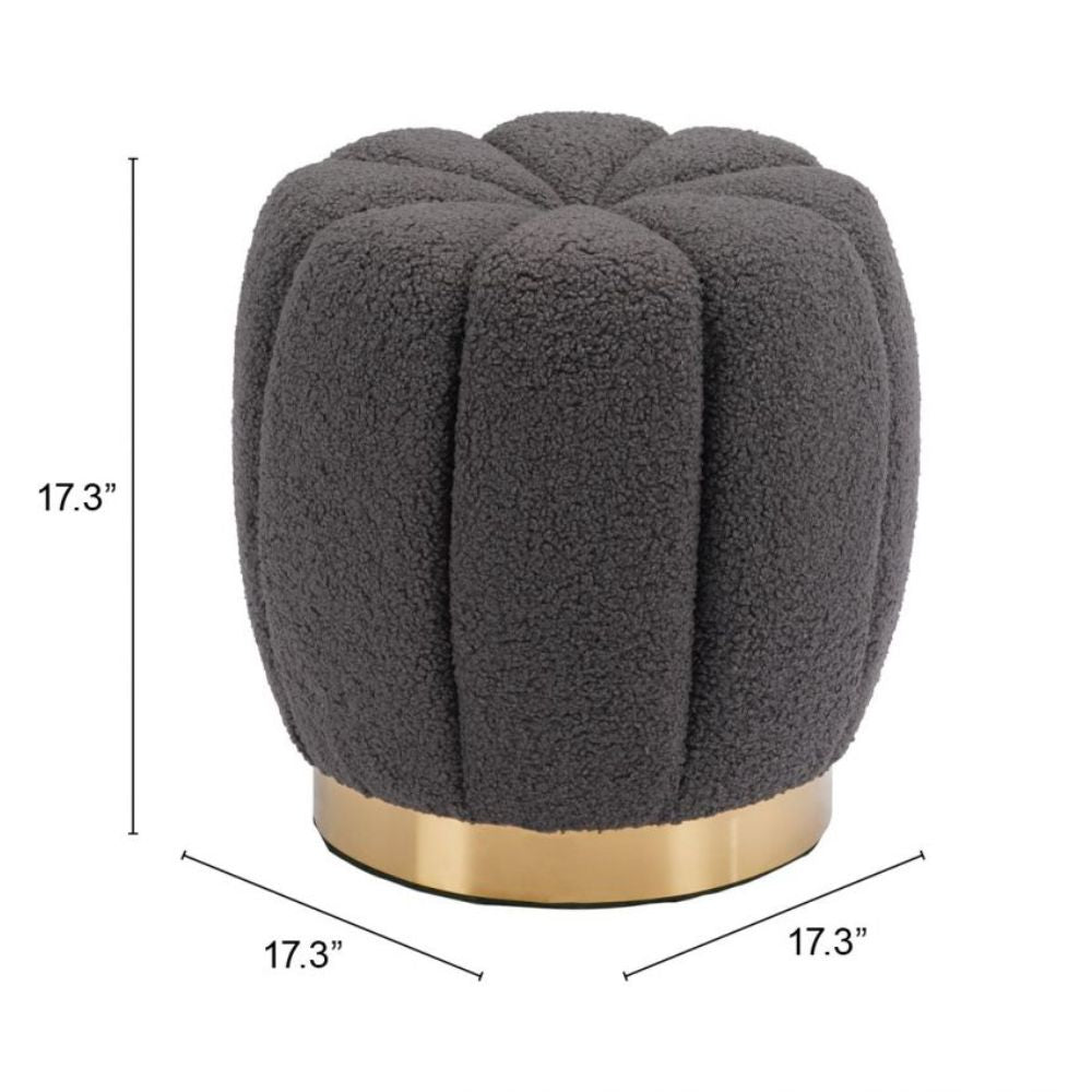 OTTOMAN NOGAL BEAT NAPA | Ottoman Decorativo para Habitación | 44 cm | Estructura Base Acero Inoxidable Galvanizado Oro | Gris | Tela Estilo Boucle 100% Poliéster Madera Contrachapada MDF | Interior - 109620 - Zuo - NOGAL BEAT - Taburete