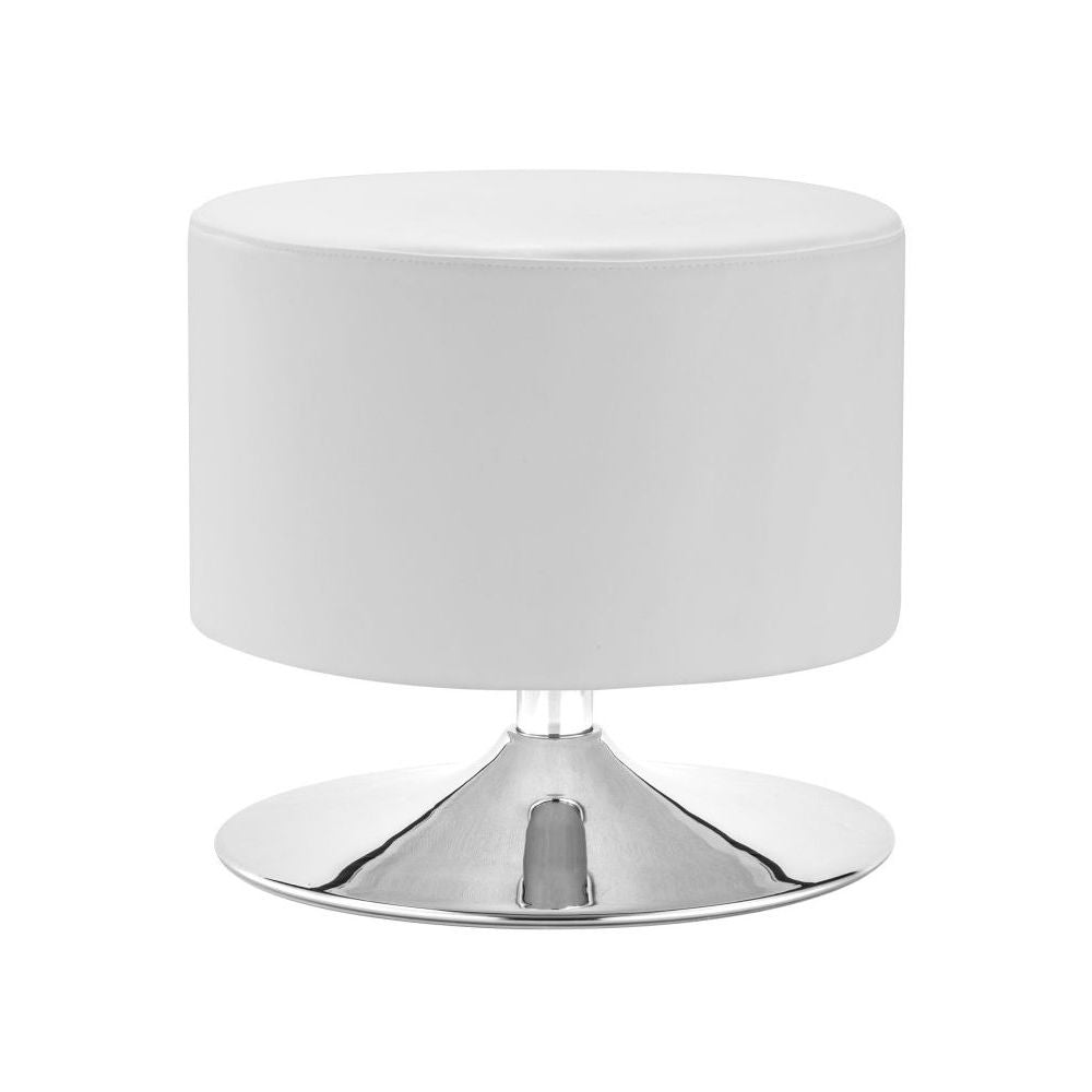 OTTOMAN NOGAL BEAT PLUMP | Ottoman Decorativo para Habitación | 48 cm | Estructura Acero Cromado | Blanco | Cuero Artificial Madera Contrachapada | Interior - 103021 - Zuo - NOGAL BEAT - Taburete