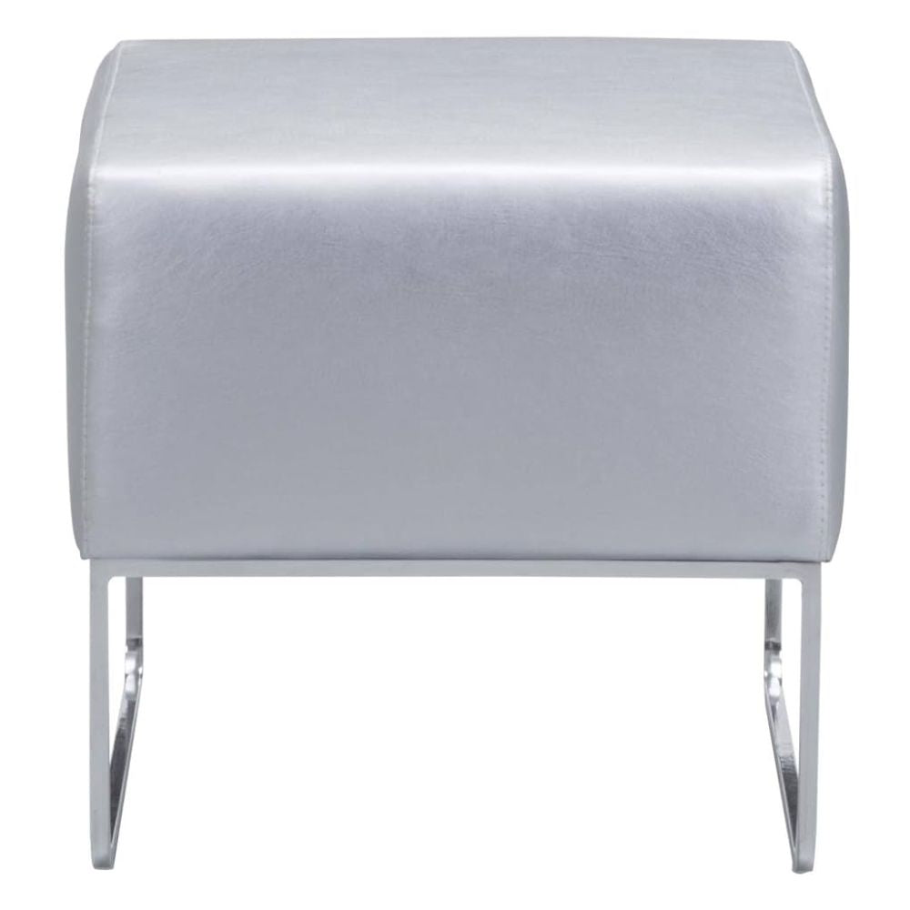 OTTOMAN NOGAL BEAT PLUSH | Ottoman Decorativo para Habitación | 46 cm | Estructura Acero Cromado | Plata | Cuero Artificial Madera Contrachapada | Interior - 103008 - Zuo - NOGAL BEAT - Bancos