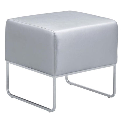 OTTOMAN NOGAL BEAT PLUSH | Ottoman Decorativo para Habitación | 46 cm | Estructura Acero Cromado | Plata | Cuero Artificial Madera Contrachapada | Interior - 103008 - Zuo - NOGAL BEAT - Bancos