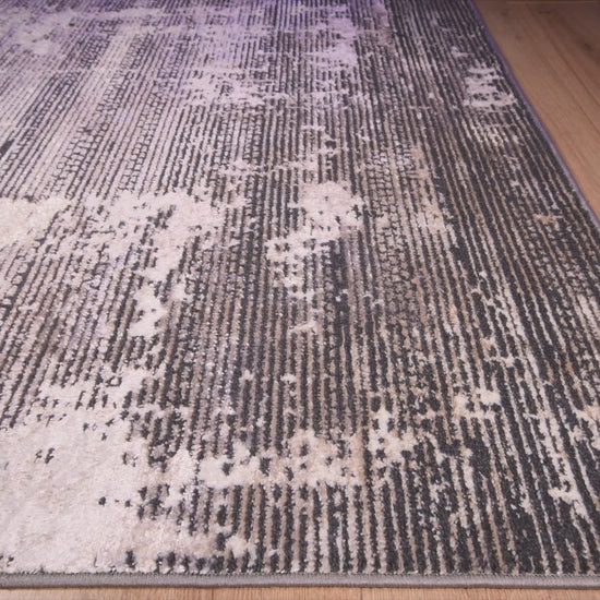Tapete decorativo colección Jasmine rectangular en poliéster gris con negro de pelo corto