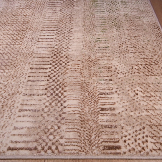 Tapete colección Deniz U7016 rectangular de poliéster pelo corto en tono crema verde