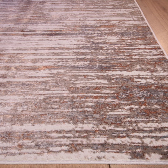 Tapete colección Elif U6032 rectangular de polipropileno y poliéster en tono crema taupe
