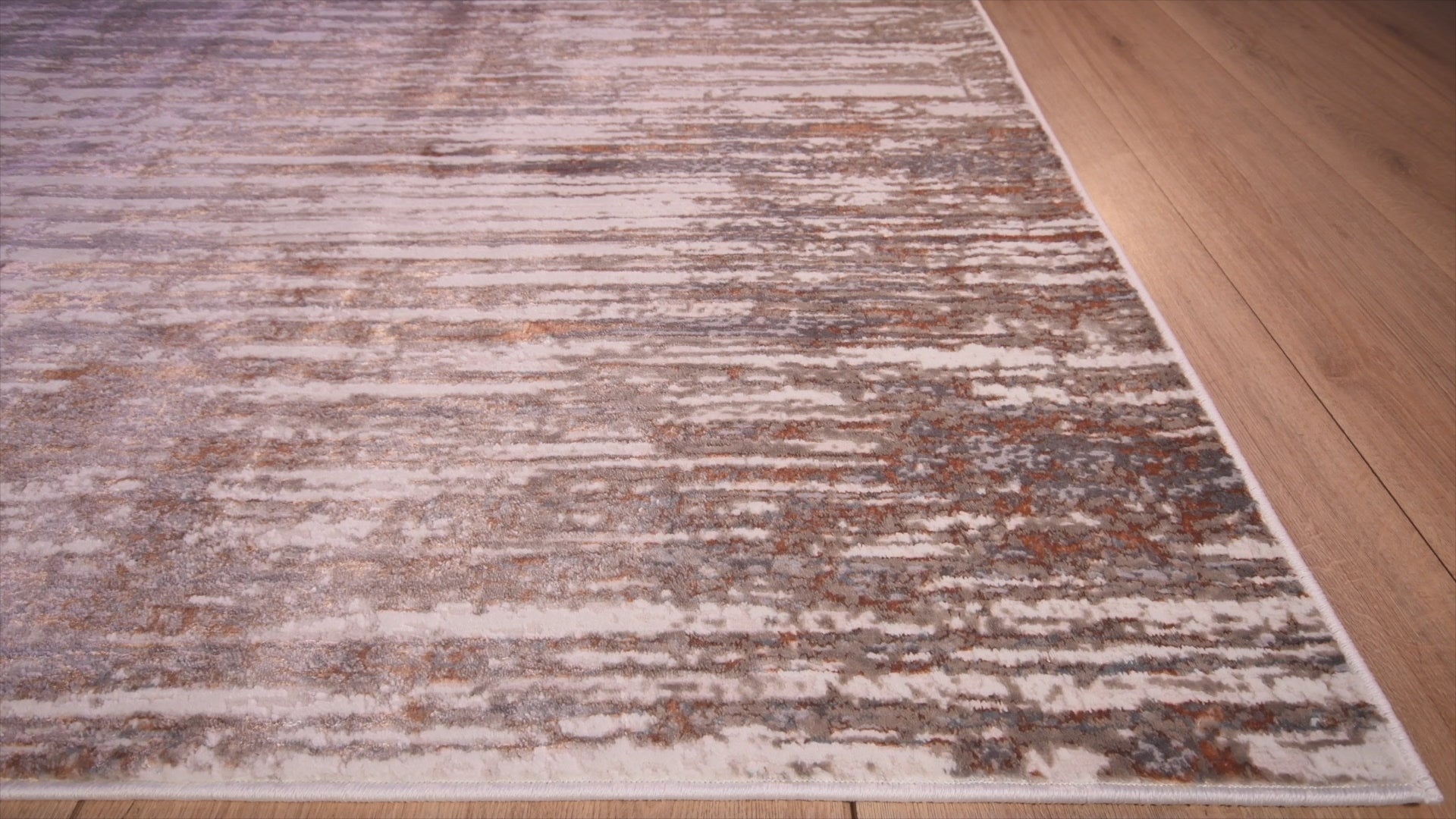 Tapete colección Elif U6032 rectangular de polipropileno y poliéster en tono crema taupe